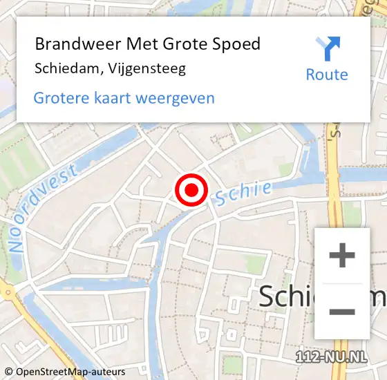 Locatie op kaart van de 112 melding: Brandweer Met Grote Spoed Naar Schiedam, Vijgensteeg op 4 november 2021 14:08