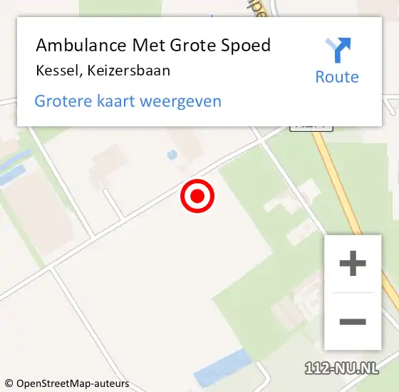 Locatie op kaart van de 112 melding: Ambulance Met Grote Spoed Naar Kessel, Keizersbaan op 4 november 2021 14:25