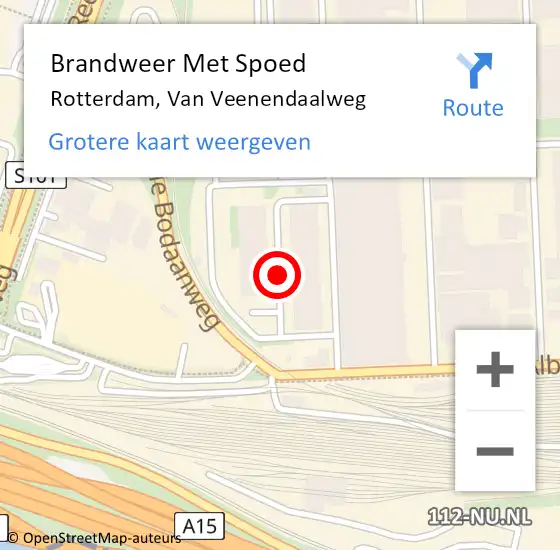 Locatie op kaart van de 112 melding: Brandweer Met Spoed Naar Rotterdam, Van Veenendaalweg op 4 november 2021 14:33