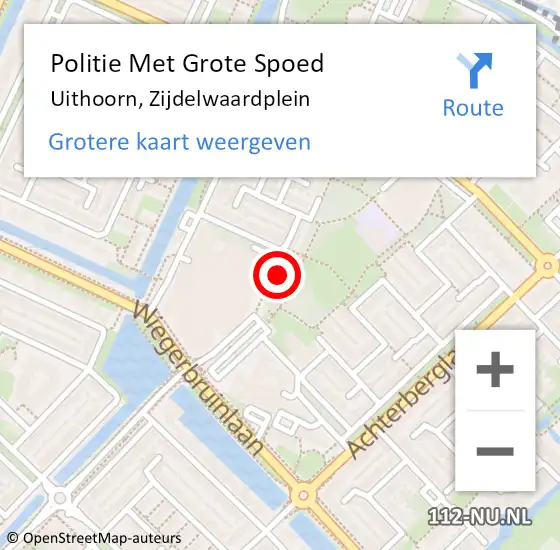 Locatie op kaart van de 112 melding: Politie Met Grote Spoed Naar Uithoorn, Zijdelwaardplein op 4 november 2021 14:35