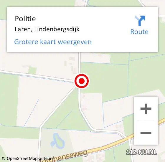 Locatie op kaart van de 112 melding: Politie Laren, Lindenbergsdijk op 4 november 2021 14:48