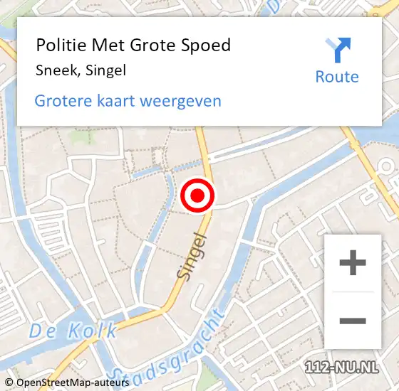 Locatie op kaart van de 112 melding: Politie Met Grote Spoed Naar Sneek, Singel op 4 november 2021 15:09