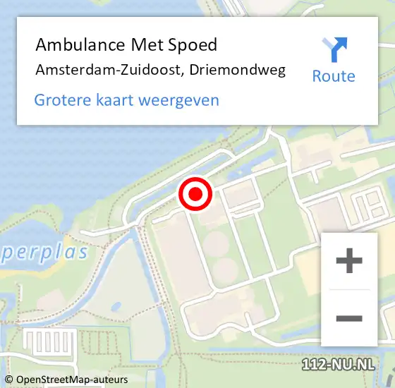 Locatie op kaart van de 112 melding: Ambulance Met Spoed Naar Amsterdam-Zuidoost, Driemondweg op 4 november 2021 15:12