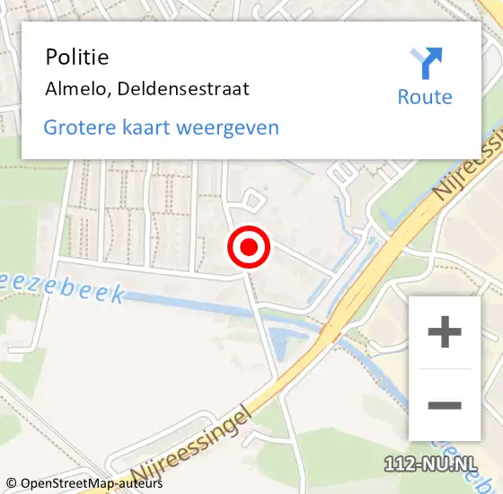 Locatie op kaart van de 112 melding: Politie Almelo, Deldensestraat op 4 november 2021 15:31