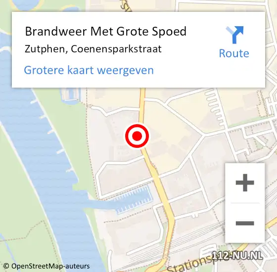 Locatie op kaart van de 112 melding: Brandweer Met Grote Spoed Naar Zutphen, Coenensparkstraat op 4 november 2021 15:43