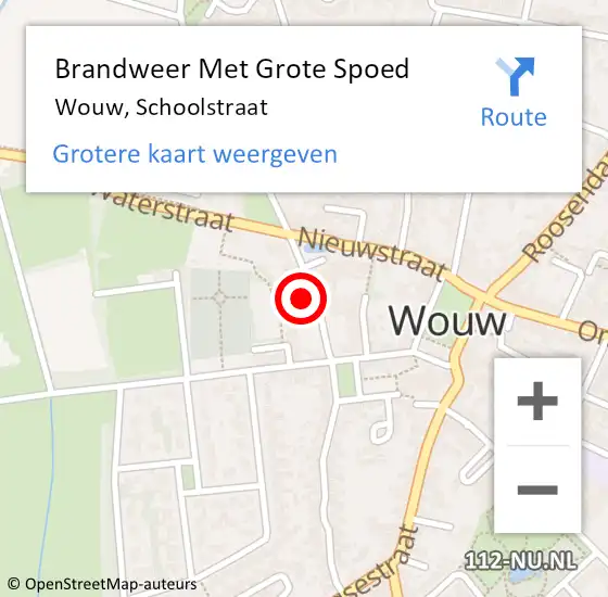 Locatie op kaart van de 112 melding: Brandweer Met Grote Spoed Naar Wouw, Schoolstraat op 4 november 2021 15:58