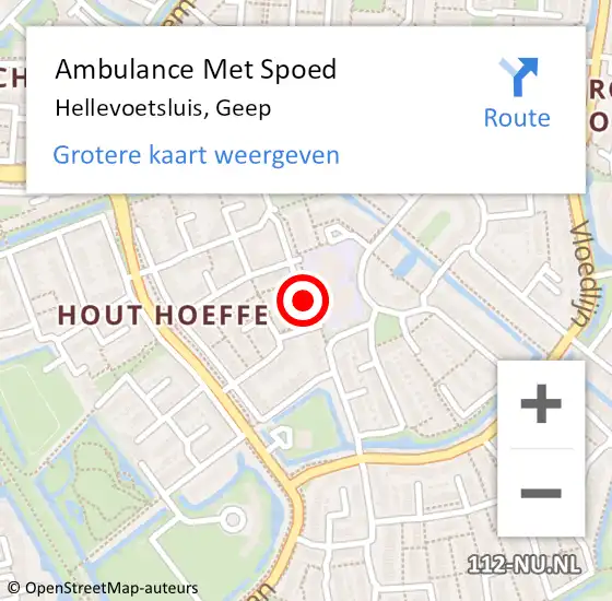 Locatie op kaart van de 112 melding: Ambulance Met Spoed Naar Hellevoetsluis, Geep op 4 november 2021 16:05