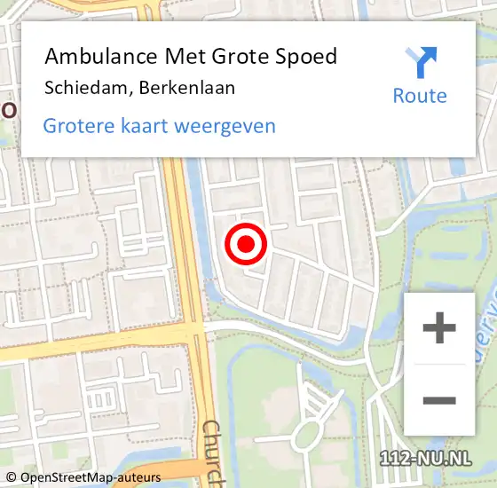 Locatie op kaart van de 112 melding: Ambulance Met Grote Spoed Naar Schiedam, Berkenlaan op 4 november 2021 16:40