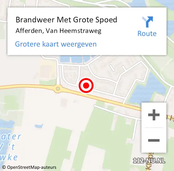 Locatie op kaart van de 112 melding: Brandweer Met Grote Spoed Naar Afferden, Van Heemstraweg op 4 november 2021 16:49