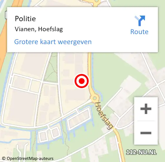 Locatie op kaart van de 112 melding: Politie Vianen, Hoefslag op 4 november 2021 16:49