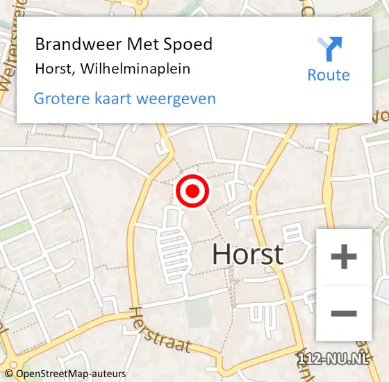 Locatie op kaart van de 112 melding: Brandweer Met Spoed Naar Horst, Wilhelminaplein op 4 november 2021 17:00