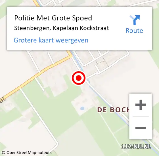 Locatie op kaart van de 112 melding: Politie Met Grote Spoed Naar Steenbergen, Kapelaan Kockstraat op 4 november 2021 17:23
