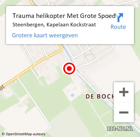 Locatie op kaart van de 112 melding: Trauma helikopter Met Grote Spoed Naar Steenbergen, Kapelaan Kockstraat op 4 november 2021 17:25