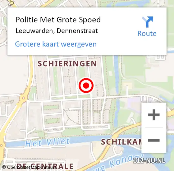 Locatie op kaart van de 112 melding: Politie Met Grote Spoed Naar Leeuwarden, Dennenstraat op 4 november 2021 17:29