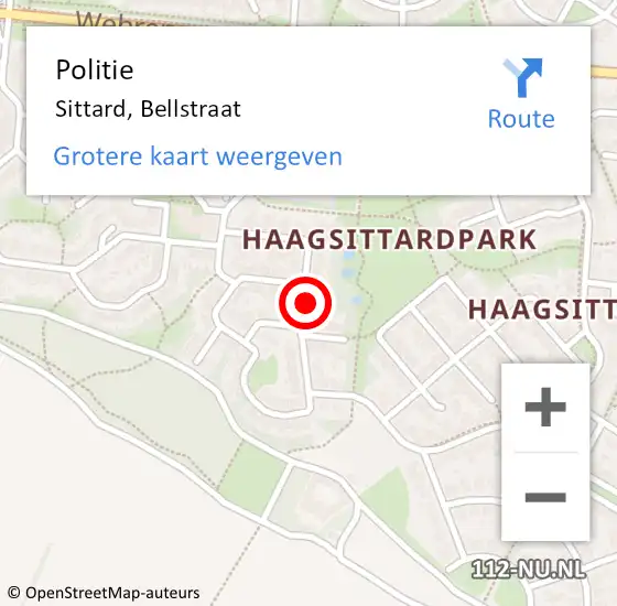 Locatie op kaart van de 112 melding: Politie Sittard, Bellstraat op 4 november 2021 17:35