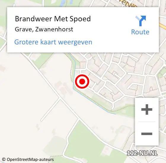 Locatie op kaart van de 112 melding: Brandweer Met Spoed Naar Grave, Zwanenhorst op 4 november 2021 17:38