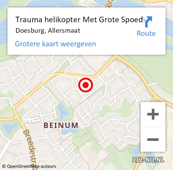 Locatie op kaart van de 112 melding: Trauma helikopter Met Grote Spoed Naar Doesburg, Allersmaat op 4 november 2021 17:38