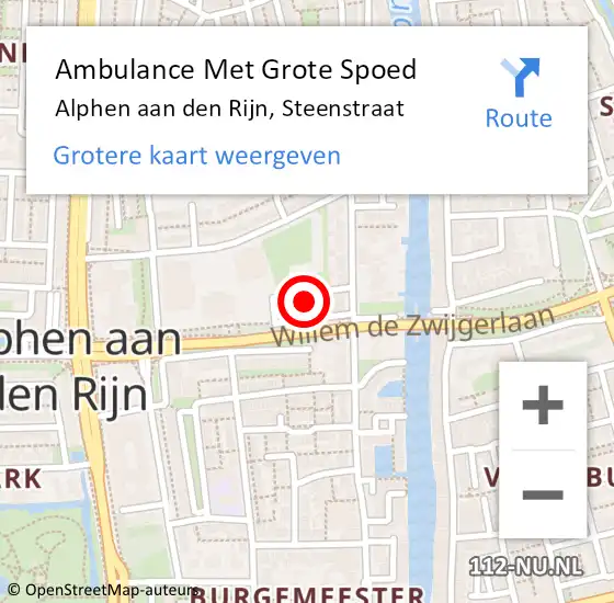 Locatie op kaart van de 112 melding: Ambulance Met Grote Spoed Naar Alphen aan den Rijn, Steenstraat op 4 november 2021 17:50