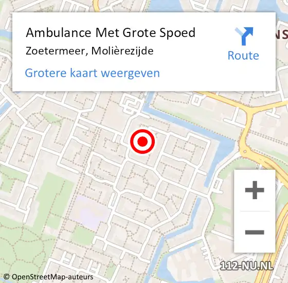 Locatie op kaart van de 112 melding: Ambulance Met Grote Spoed Naar Zoetermeer, Molièrezijde op 4 november 2021 17:51