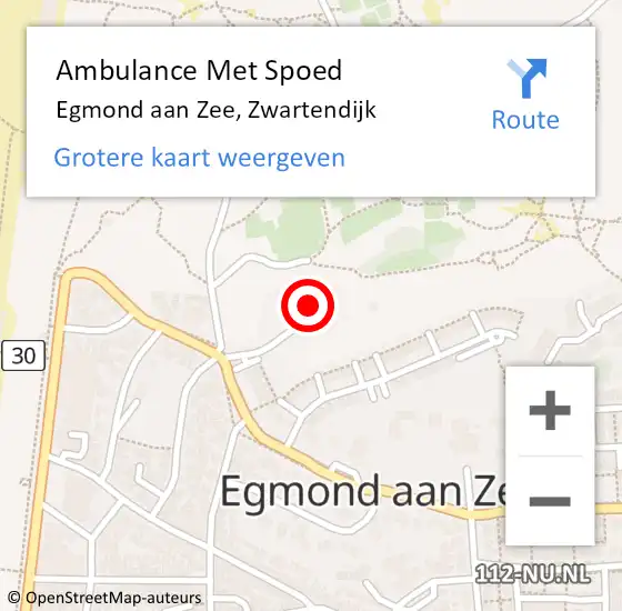 Locatie op kaart van de 112 melding: Ambulance Met Spoed Naar Egmond aan Zee, Zwartendijk op 4 november 2021 17:52