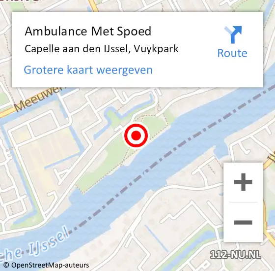 Locatie op kaart van de 112 melding: Ambulance Met Spoed Naar Capelle aan den IJssel, Vuykpark op 4 november 2021 18:23