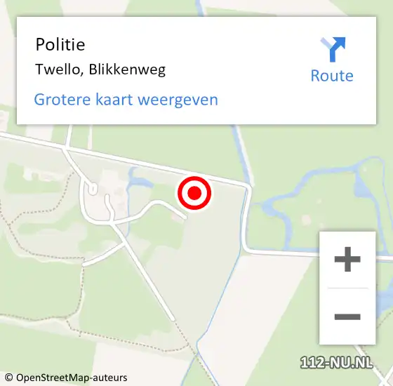 Locatie op kaart van de 112 melding: Politie Twello, Blikkenweg op 4 november 2021 18:26