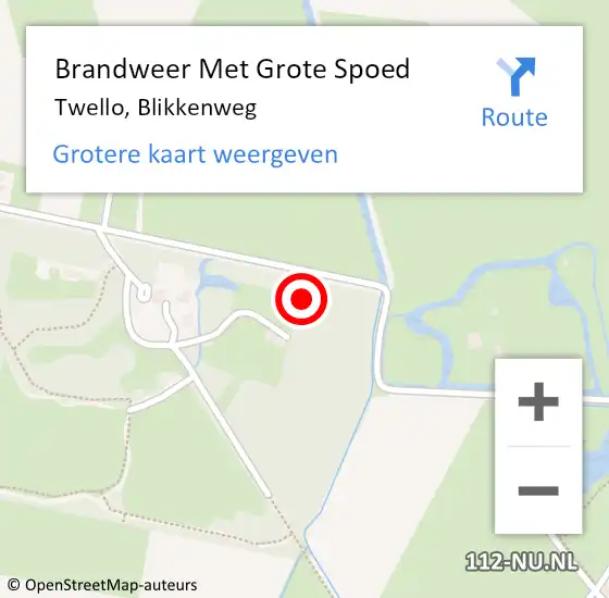 Locatie op kaart van de 112 melding: Brandweer Met Grote Spoed Naar Twello, Blikkenweg op 4 november 2021 18:29