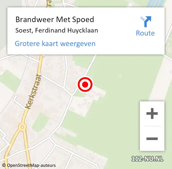 Locatie op kaart van de 112 melding: Brandweer Met Spoed Naar Soest, Ferdinand Huycklaan op 4 november 2021 19:02