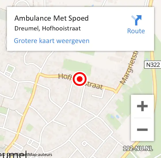 Locatie op kaart van de 112 melding: Ambulance Met Spoed Naar Dreumel, Hofhooistraat op 4 november 2021 19:15