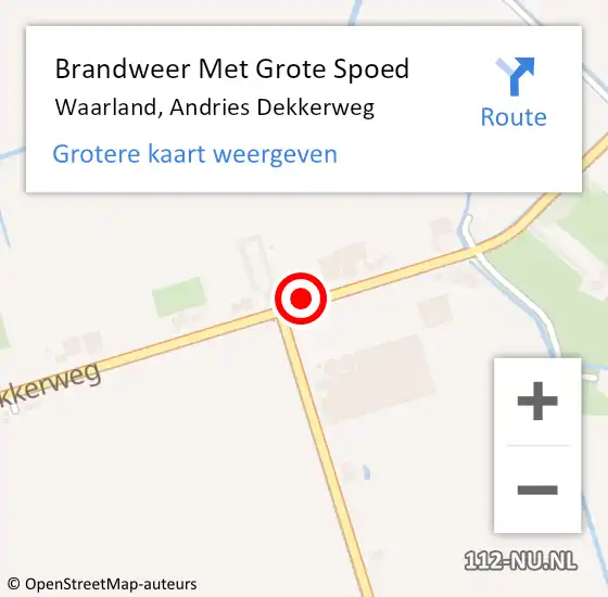 Locatie op kaart van de 112 melding: Brandweer Met Grote Spoed Naar Waarland, Andries Dekkerweg op 4 november 2021 19:19