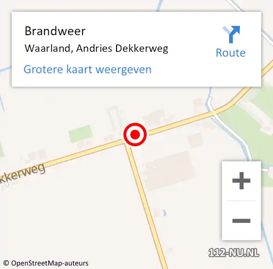 Locatie op kaart van de 112 melding: Brandweer Waarland, Andries Dekkerweg op 4 november 2021 19:19