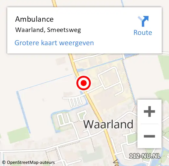 Locatie op kaart van de 112 melding: Ambulance Waarland, Smeetsweg op 4 november 2021 19:21