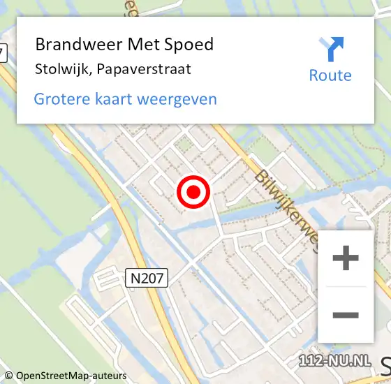 Locatie op kaart van de 112 melding: Brandweer Met Spoed Naar Stolwijk, Papaverstraat op 4 november 2021 19:23