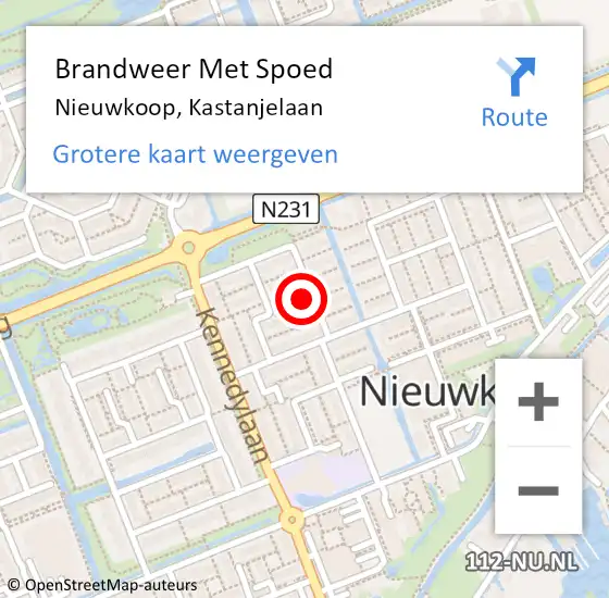 Locatie op kaart van de 112 melding: Brandweer Met Spoed Naar Nieuwkoop, Kastanjelaan op 4 november 2021 19:27