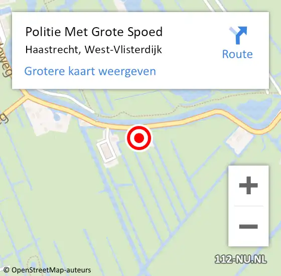 Locatie op kaart van de 112 melding: Politie Met Grote Spoed Naar Haastrecht, West-Vlisterdijk op 4 november 2021 19:31