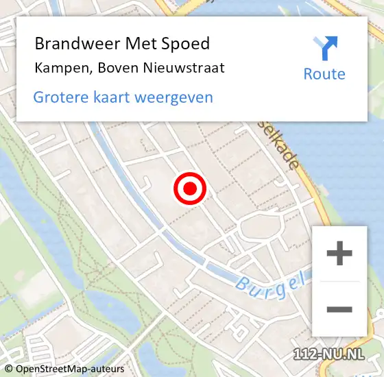 Locatie op kaart van de 112 melding: Brandweer Met Spoed Naar Kampen, Boven Nieuwstraat op 4 november 2021 19:39