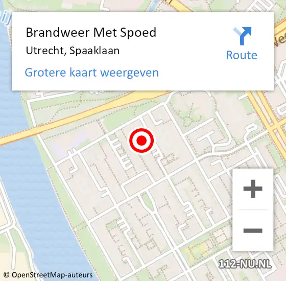 Locatie op kaart van de 112 melding: Brandweer Met Spoed Naar Utrecht, Spaaklaan op 4 november 2021 19:58