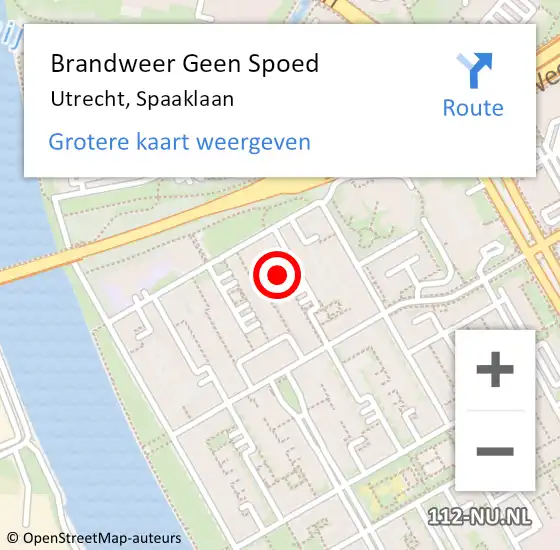 Locatie op kaart van de 112 melding: Brandweer Geen Spoed Naar Utrecht, Spaaklaan op 4 november 2021 19:59