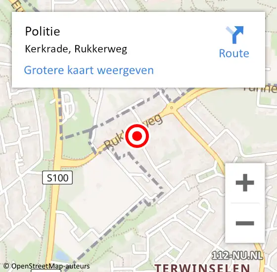 Locatie op kaart van de 112 melding: Politie Kerkrade, Rukkerweg op 4 november 2021 20:07