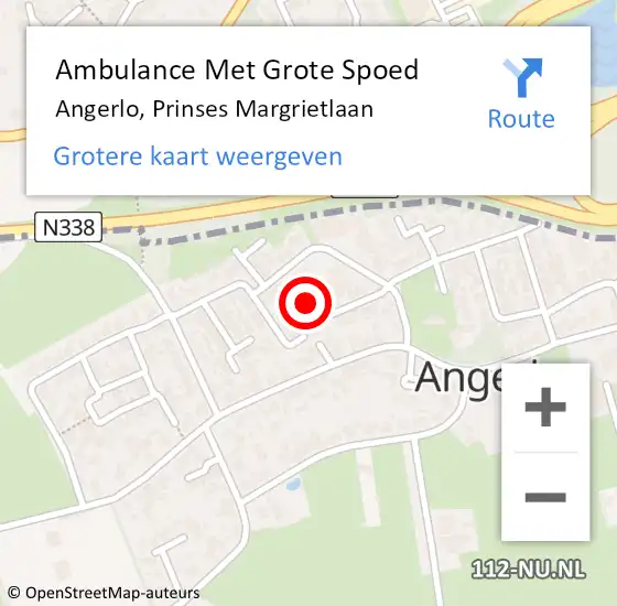 Locatie op kaart van de 112 melding: Ambulance Met Grote Spoed Naar Angerlo, Prinses Margrietlaan op 4 november 2021 20:13