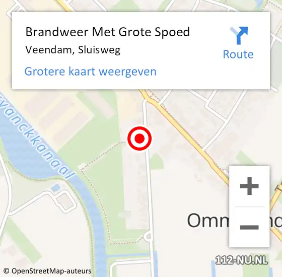 Locatie op kaart van de 112 melding: Brandweer Met Grote Spoed Naar Veendam, Sluisweg op 4 november 2021 20:37