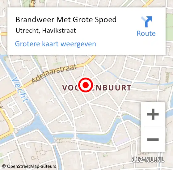 Locatie op kaart van de 112 melding: Brandweer Met Grote Spoed Naar Utrecht, Havikstraat op 4 november 2021 20:37