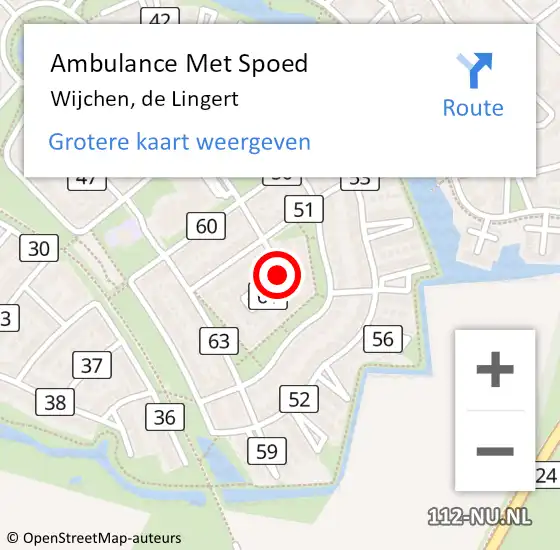 Locatie op kaart van de 112 melding: Ambulance Met Spoed Naar Wijchen, de Lingert op 4 november 2021 20:38