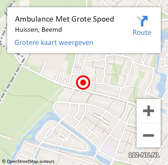 Locatie op kaart van de 112 melding: Ambulance Met Grote Spoed Naar Huissen, Beemd op 4 november 2021 20:50