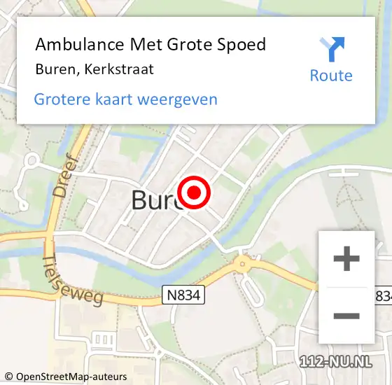 Locatie op kaart van de 112 melding: Ambulance Met Grote Spoed Naar Buren, Kerkstraat op 4 november 2021 21:06