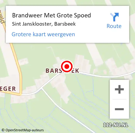 Locatie op kaart van de 112 melding: Brandweer Met Grote Spoed Naar Sint Jansklooster, Barsbeek op 28 juni 2014 09:11