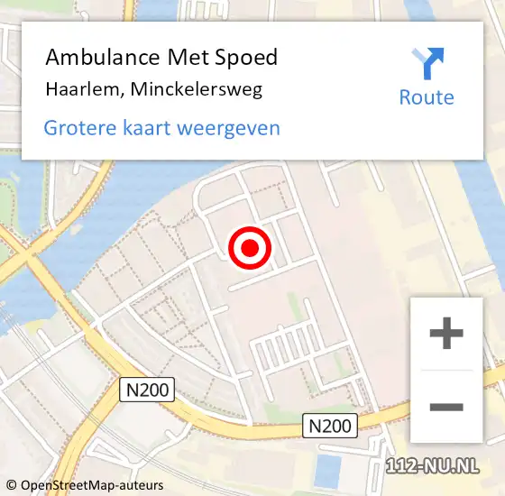 Locatie op kaart van de 112 melding: Ambulance Met Spoed Naar Haarlem, Minckelersweg op 4 november 2021 21:31