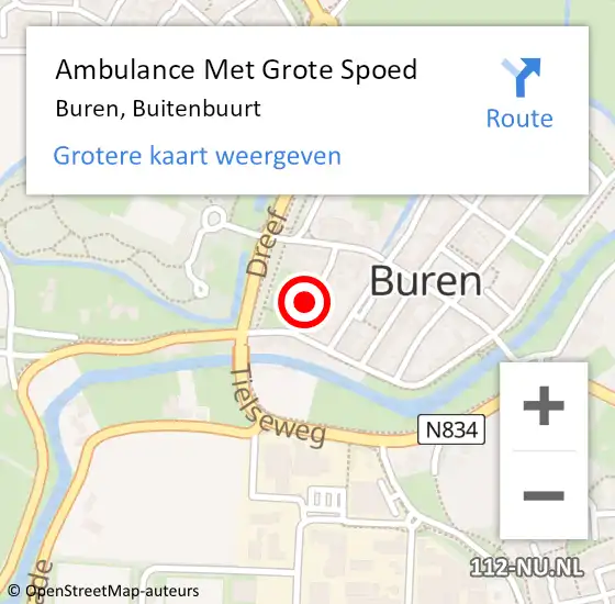 Locatie op kaart van de 112 melding: Ambulance Met Grote Spoed Naar Buren, Buitenbuurt op 4 november 2021 21:42