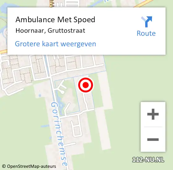 Locatie op kaart van de 112 melding: Ambulance Met Spoed Naar Hoornaar, Gruttostraat op 4 november 2021 22:32