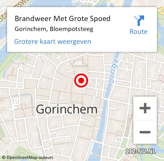 Locatie op kaart van de 112 melding: Brandweer Met Grote Spoed Naar Gorinchem, Bloempotsteeg op 4 november 2021 22:41